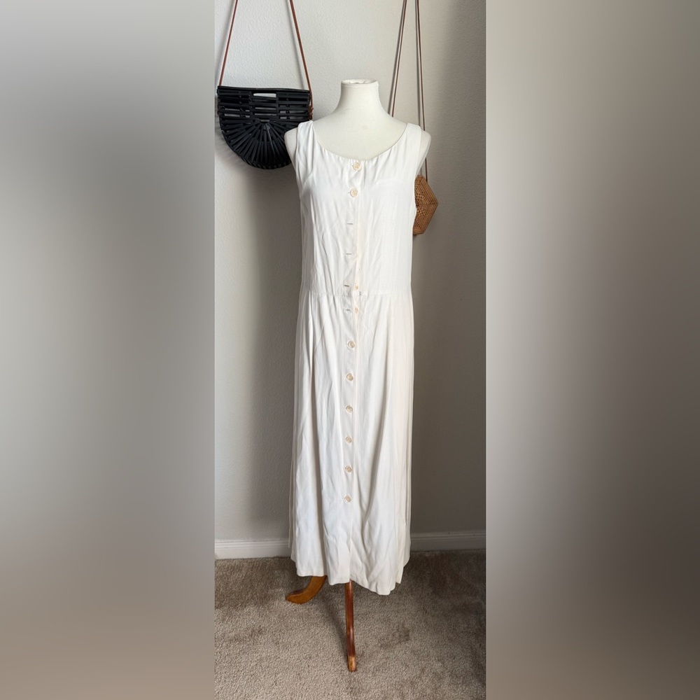 Vintage Wild Rose Sleeveless Peasant Maxi Dress, Size 10